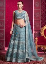 Premium Net Blue Bridal Wear Sequins Work Lehenga Choli